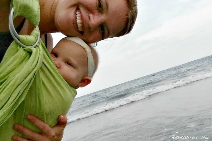 mom and baby at beach