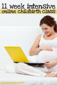 Affordable and intensive online natural childbirth class. Only $99 for 11 weeks and 30 emails.