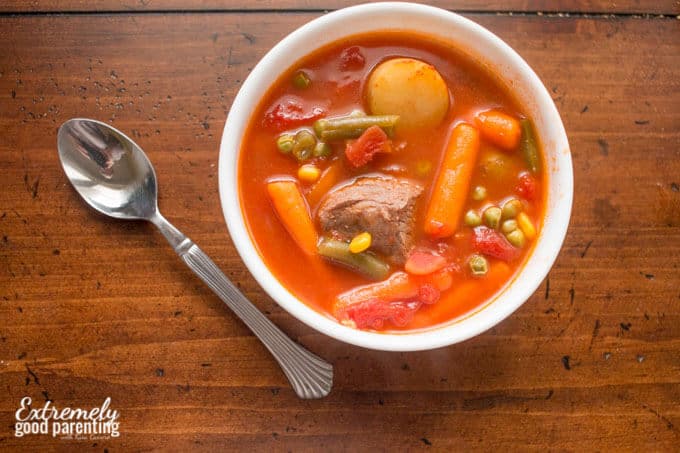Nourishing Vegetable Beef Stew, on the table in under 30 minutes.
