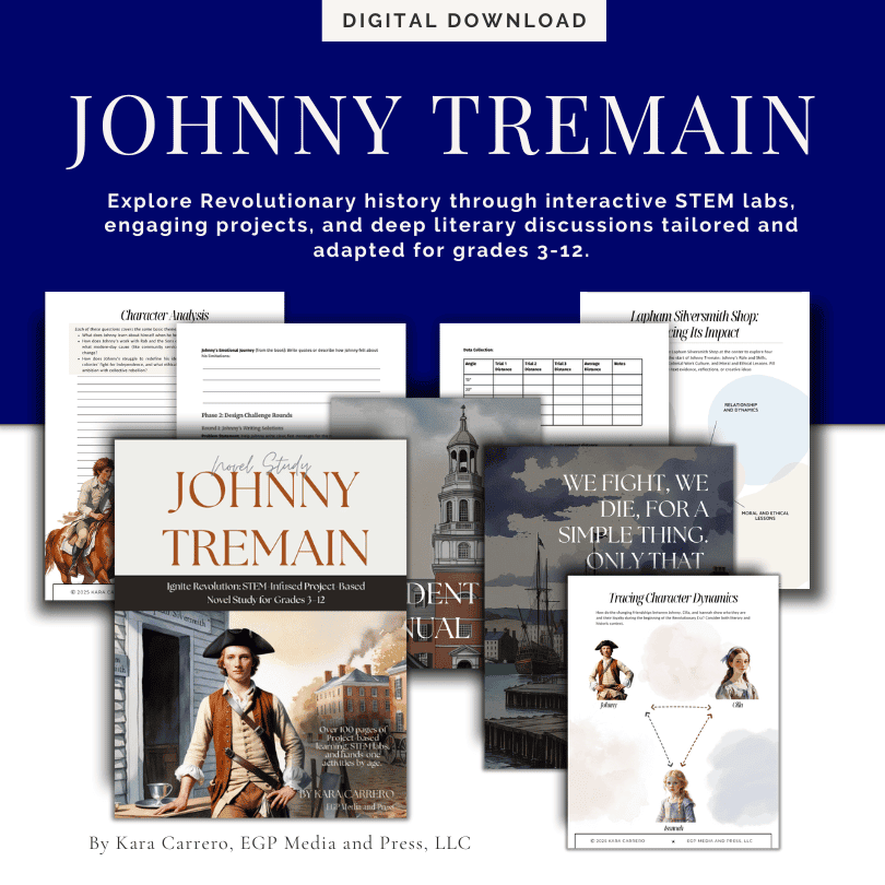 Johnny Tremain: Complete Project-Based Novel Study & STEM Labs (Grades 3-12)