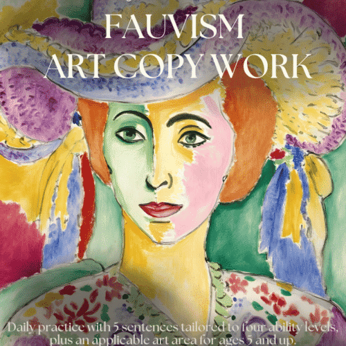 Fauvism Art Copy work and coloring page pack for grades K-12