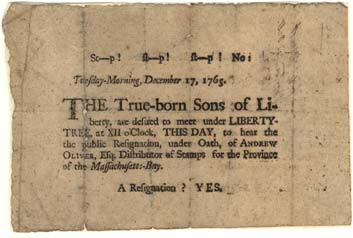 Sons of Liberty broadside calling colonists to the Liberty Tree, December 17, 1765