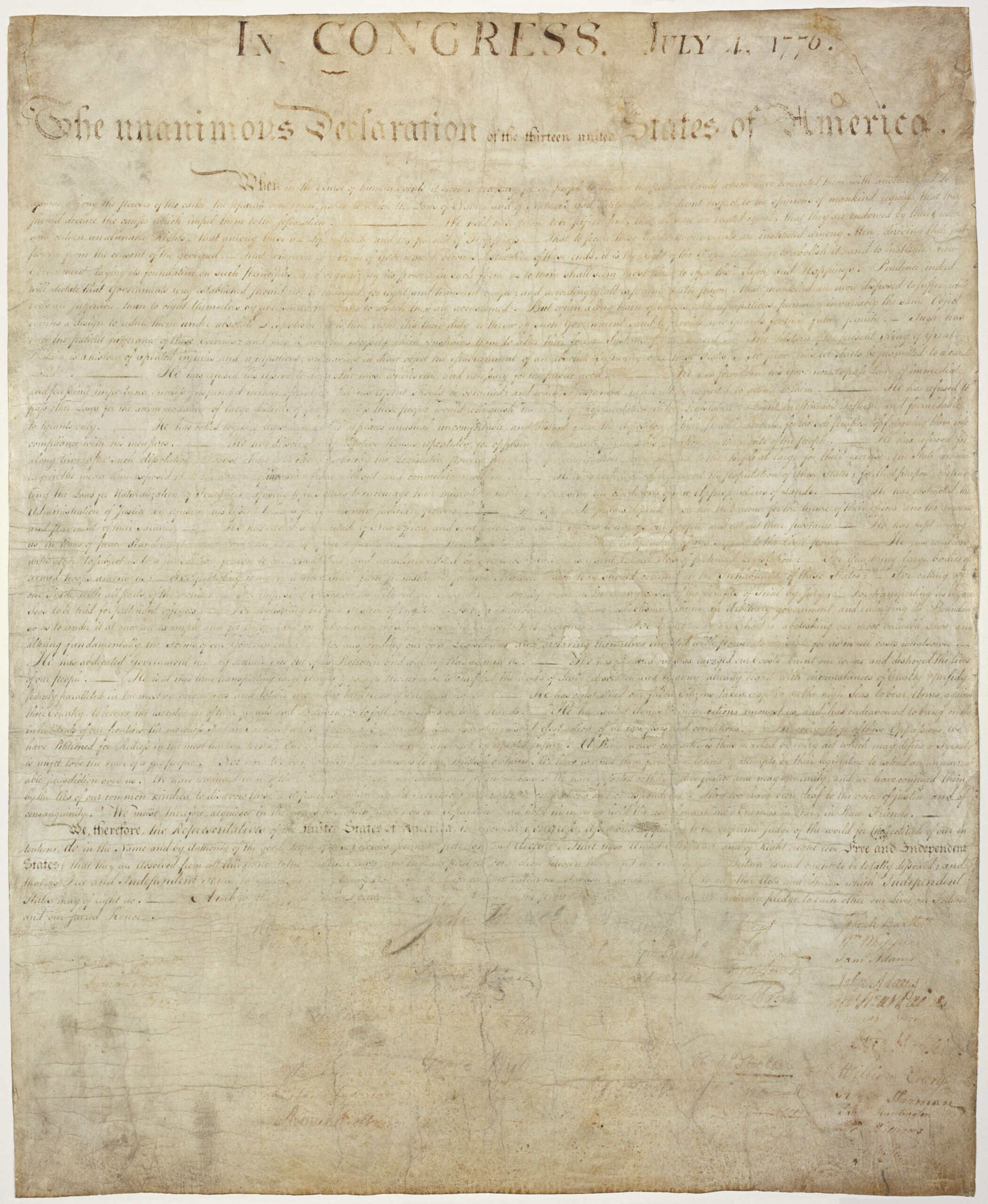 Declaration of Independence, engrossed copy, August 2, 1776, National Archives