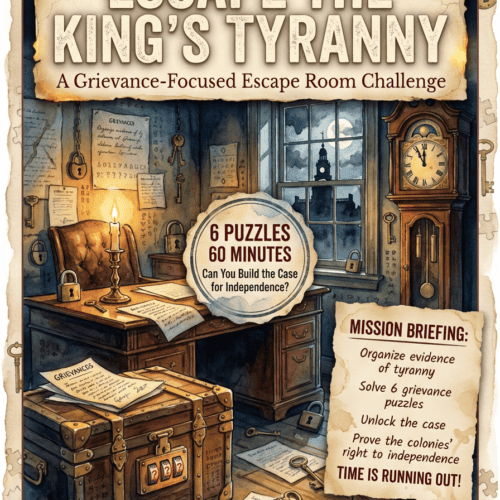 Escape the Kings Tyranny Declaration Escape Room Grievances Activity Grades 3-12