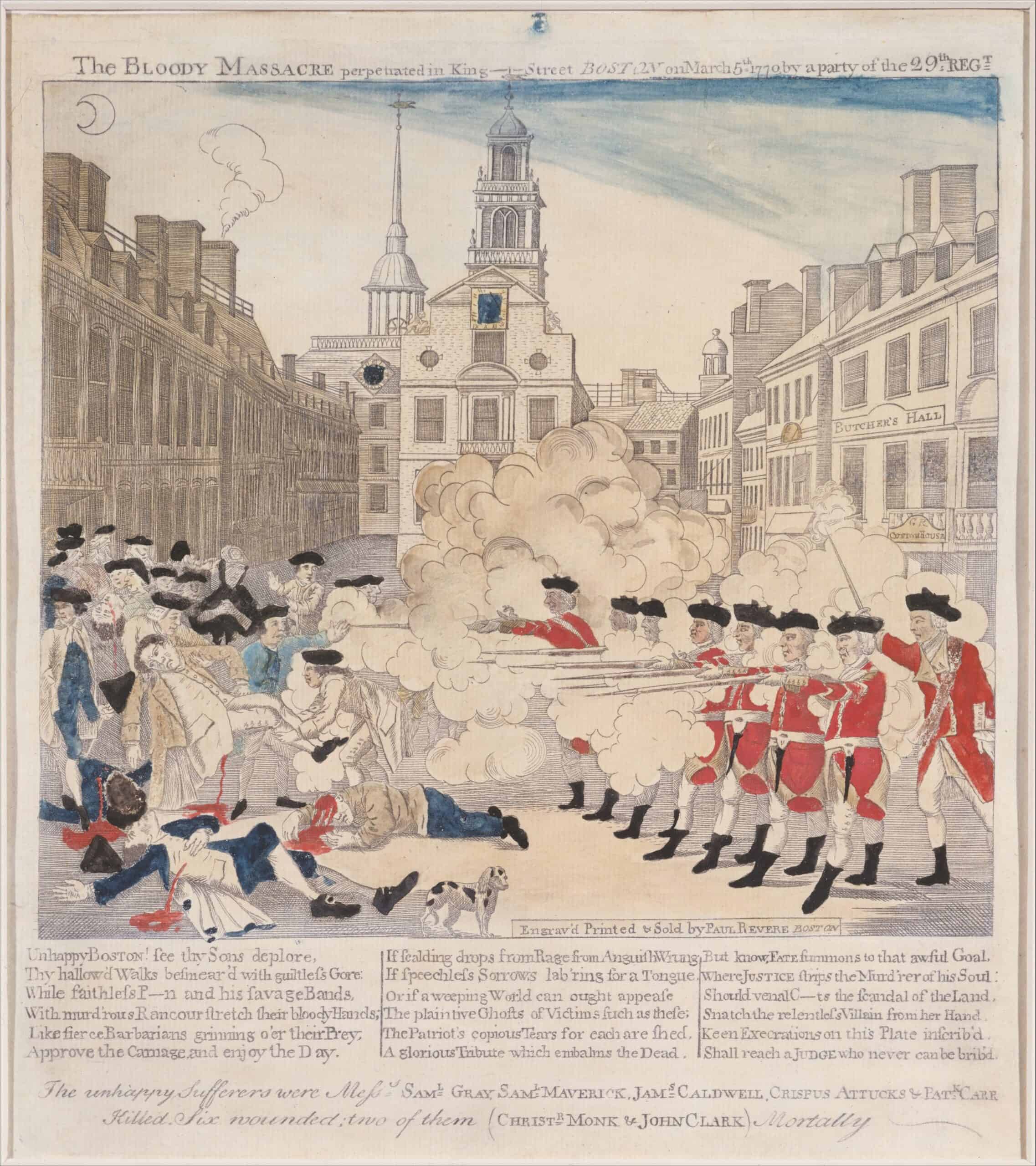 The Bloody Massacre perpetrated in King Street, Boston on March 5, 1770, engraving by Paul Revere