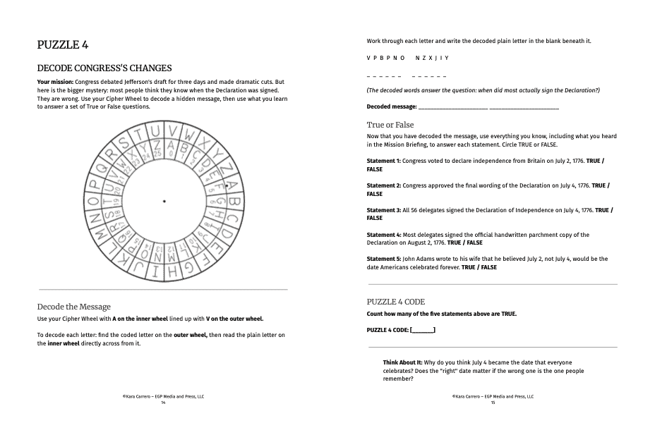 Committee of Five Escape Room: Declaration of Independence Activity | Print and Play | Grades K-12 - Image 2